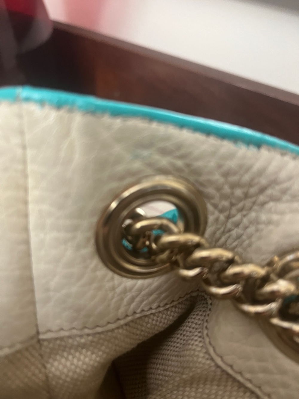 Gucci Turquoise Soho Leather Shoulder Bag with Tassel Accent - Picture 13 of 14